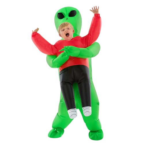 Morph Kids Red Inflatable Alien Costume, Blow Up Alien Outfit, Boys Halloween Costume, Halloween Costumes for Kids - Image 1