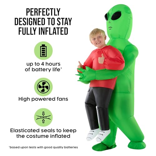 Morph Kids Red Inflatable Alien Costume, Blow Up Alien Outfit, Boys Halloween Costume, Halloween Costumes for Kids - Image 2