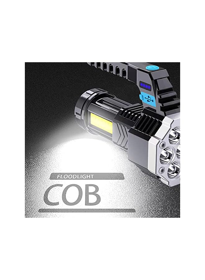 promass Super Bright LED Torch, Handheld Rechargeable LED Flashlight, Camping Lantern, Searchlight with Handle, for Camping Hunting Hiking, Black - Image 5