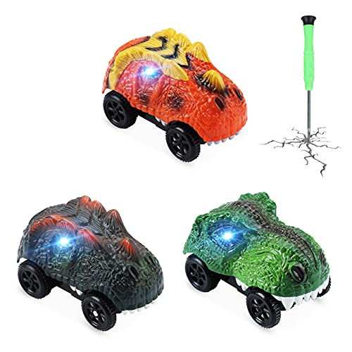 Save Unicorn Tracks Cars only Replacement Race Cars for Tracks with 3 Flashing LED Lights Racing Car Track Accessories Glow in The Dark Compatible with Most Tracks for Kids Boys and Girls3pack - Image 1
