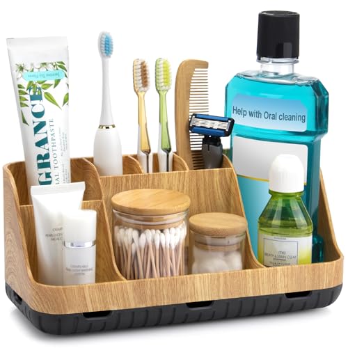 GFWARE Bathroom Organizers and Storage - Detachable 7 Slots Kids Electric Toothbrush and Toothpaste Holde Drainage for Bathroom Accessories Organization Counter Vanity Storage - Image 1