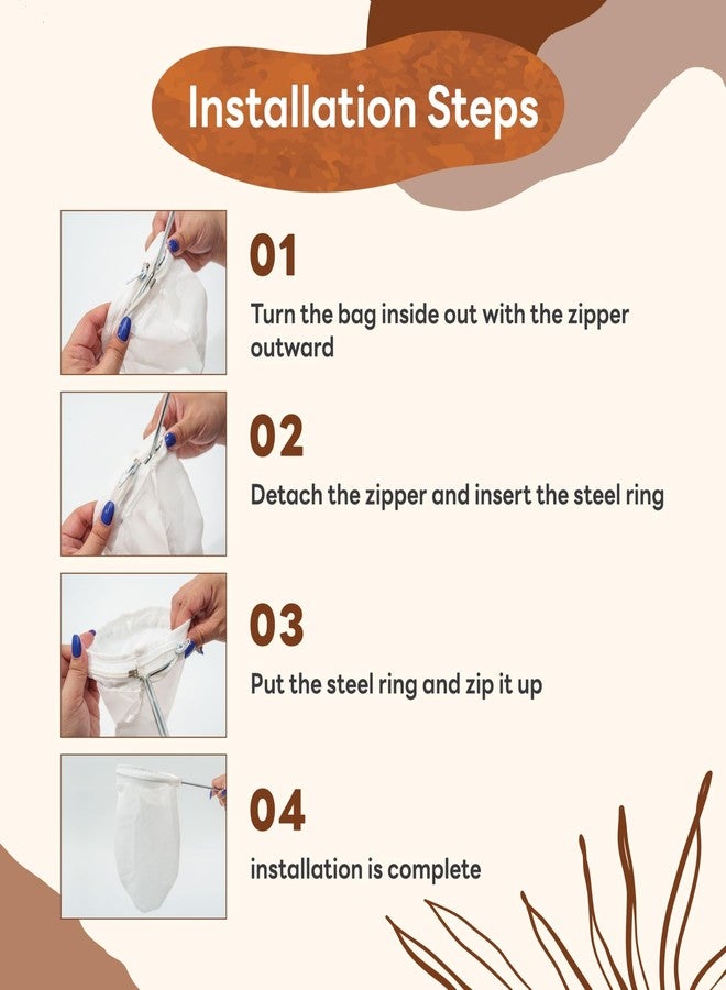 DDPREMIUM Tea Filter Detachable Zippers Stainless Steel Strainer, Traditional Stainless Steel Reusable Mesh Filter for Thai Tea Filter, Coffee & Loose Leaf Drinks, Thai Tea Strainer Sock 5.5" - Image 4