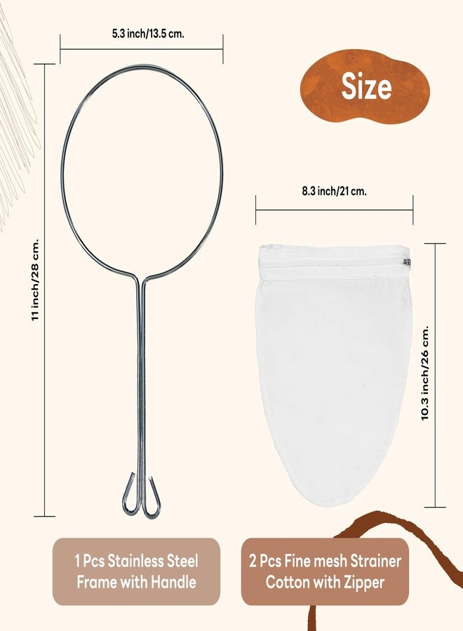 DDPREMIUM Tea Filter Detachable Zippers Stainless Steel Strainer, Traditional Stainless Steel Reusable Mesh Filter for Thai Tea Filter, Coffee & Loose Leaf Drinks, Thai Tea Strainer Sock 5.5" - Image 2
