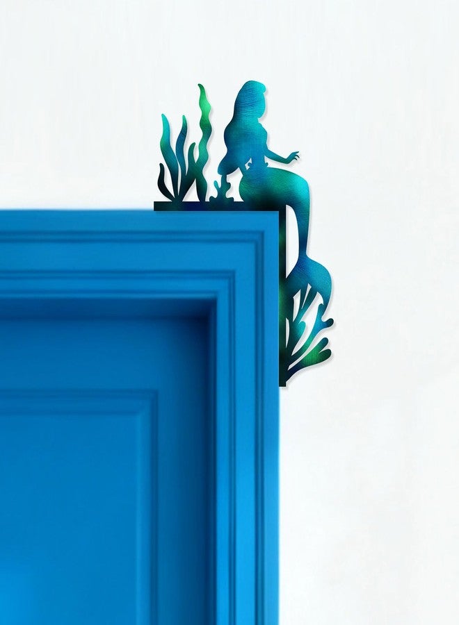 Pigort Ocean Door Frame Decoration– Metal Mermaid, Dolphin, Starfish Wall Art – Beach Themed Corner Signs for Door, Window, Bathroom, Home, Office Indoor & Outdoor (Mermaid) - Image 3