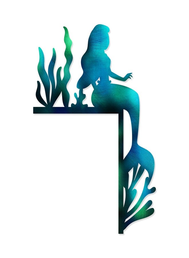 Pigort Ocean Door Frame Decoration– Metal Mermaid, Dolphin, Starfish Wall Art – Beach Themed Corner Signs for Door, Window, Bathroom, Home, Office Indoor & Outdoor (Mermaid) - Image 1