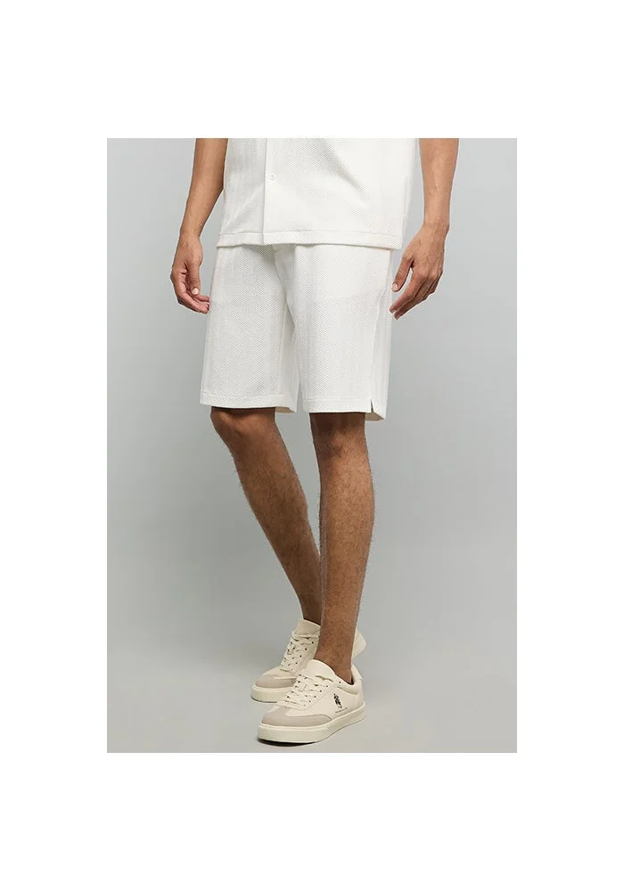 أر أند بي Textured Shorts with Drawstring Waist