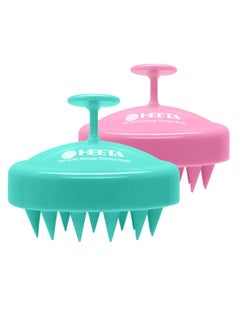 Heeta HEETA 2 Pack Hair Scalp Massager Shampoo Brush for Hair Growth, Hair Scalp Scrubber with Soft Silicone, Wet and Dry Hair Detangler (Pink & Green) 