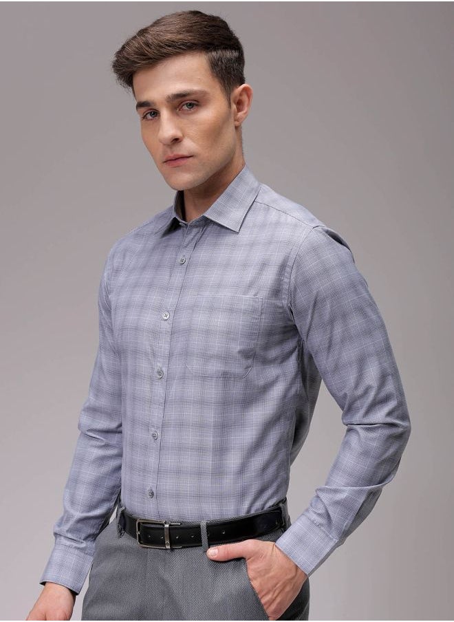 The Indian Garage Co Men Slim Fit Checkered Full Sleeves Cutaway Collar Formal Shirt  - Image 3