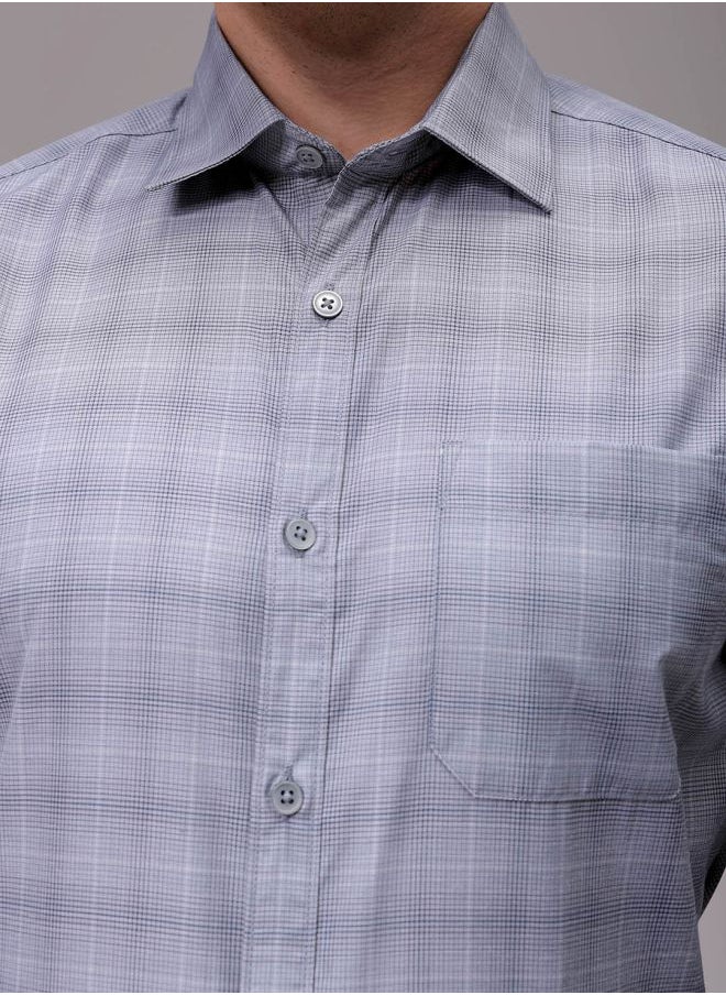 The Indian Garage Co Men Slim Fit Checkered Full Sleeves Cutaway Collar Formal Shirt  - Image 5