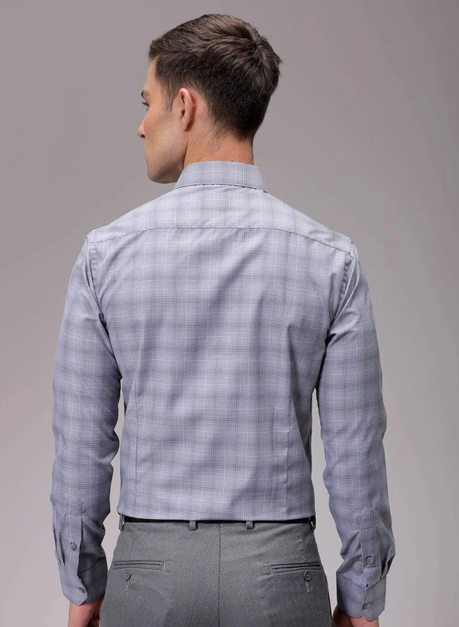 شركة المرآب الهندية Men Slim Fit Checkered Full Sleeves Cutaway Collar Formal Shirt