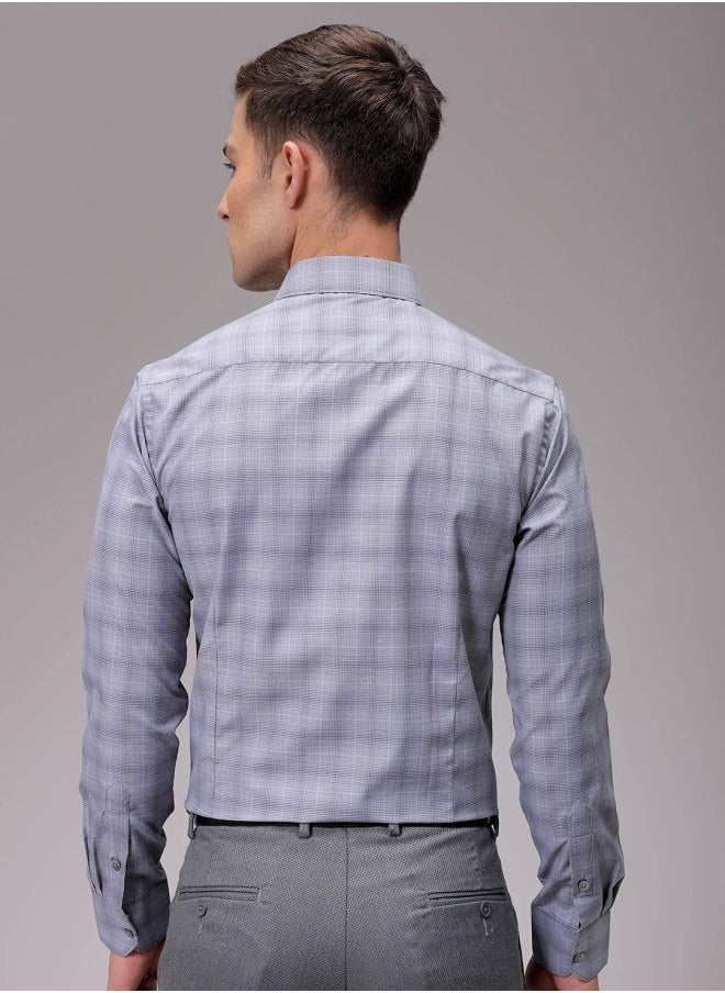 The Indian Garage Co Men Slim Fit Checkered Full Sleeves Cutaway Collar Formal Shirt  - Image 2