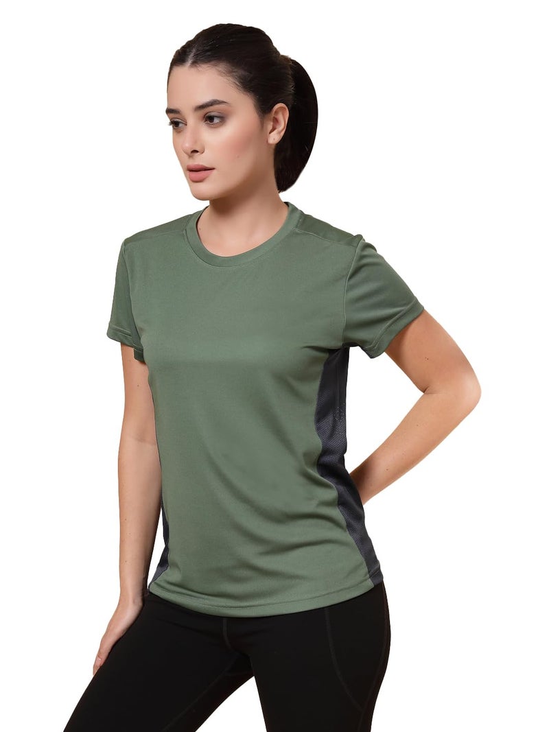 CHKOKKO Gym Tshirt for Women Workout Dry Fit t Shirt Sports Tshirt Lightweight Round Neck Breathable Half Sleeve Activewear Mesh Running Yoga Tops for Woman LightGreen 4XL - Image 1