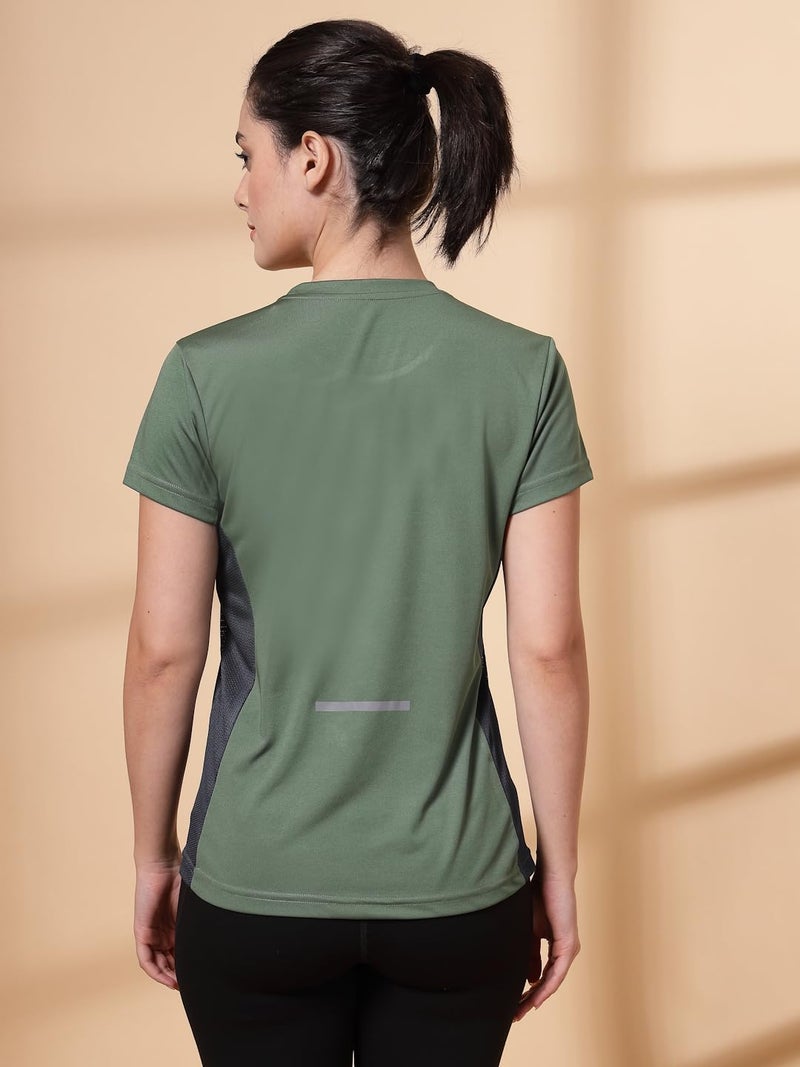 CHKOKKO Gym Tshirt for Women Workout Dry Fit t Shirt Sports Tshirt Lightweight Round Neck Breathable Half Sleeve Activewear Mesh Running Yoga Tops for Woman LightGreen 4XL - Image 4
