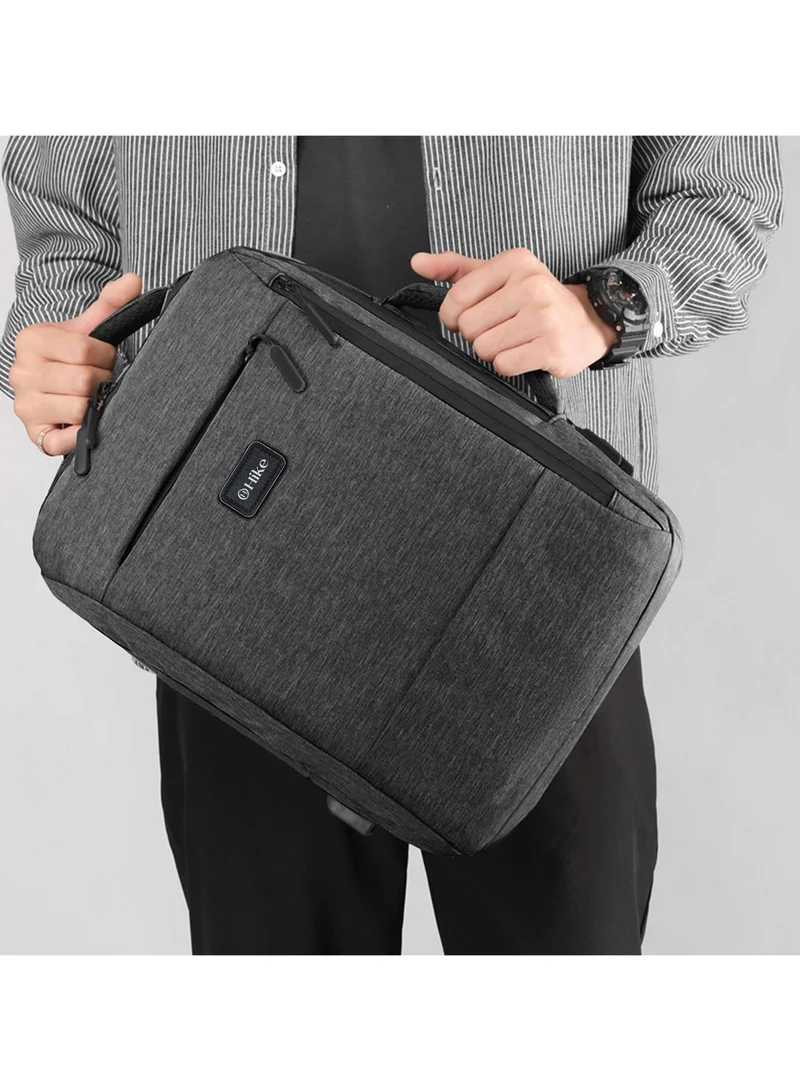 Hike Unisex Slim Laptop Backpack 16-inch Water Resistant Shoulder Daypack with Built in USB Port for Travel/Business/College/School, HK911, Dark Grey