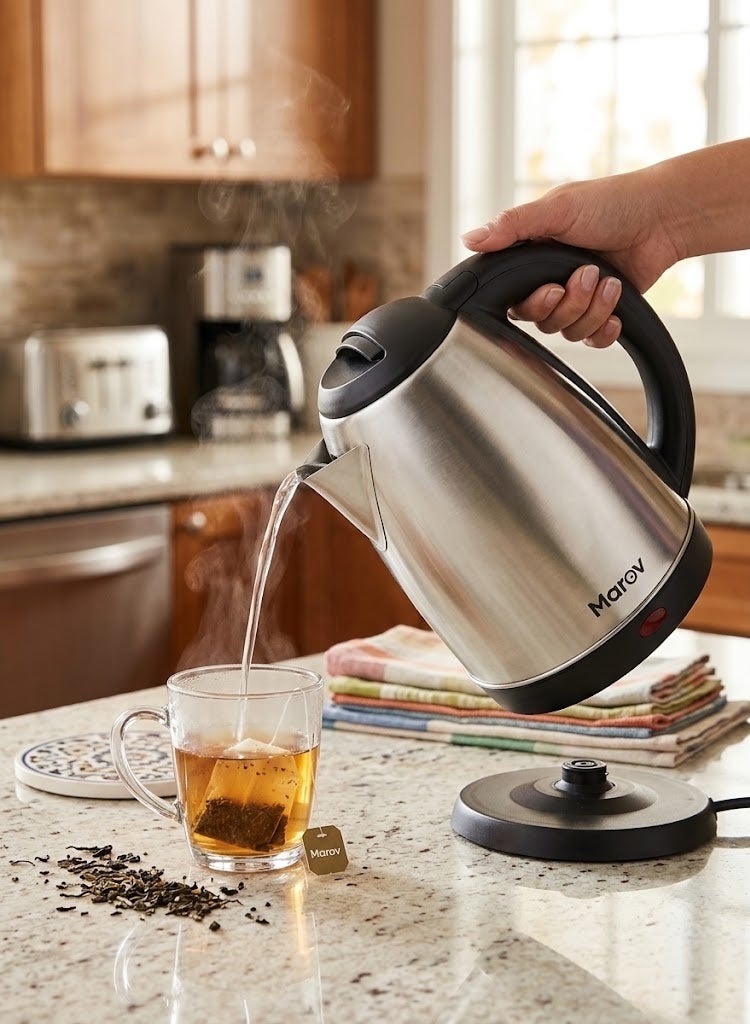Maroof Electric Stainless Steel Kettle 1.5 Liter 1500W Fast Boiling Water Kettle with 360 Degree Rotatable Base for Home and Office - Image 1