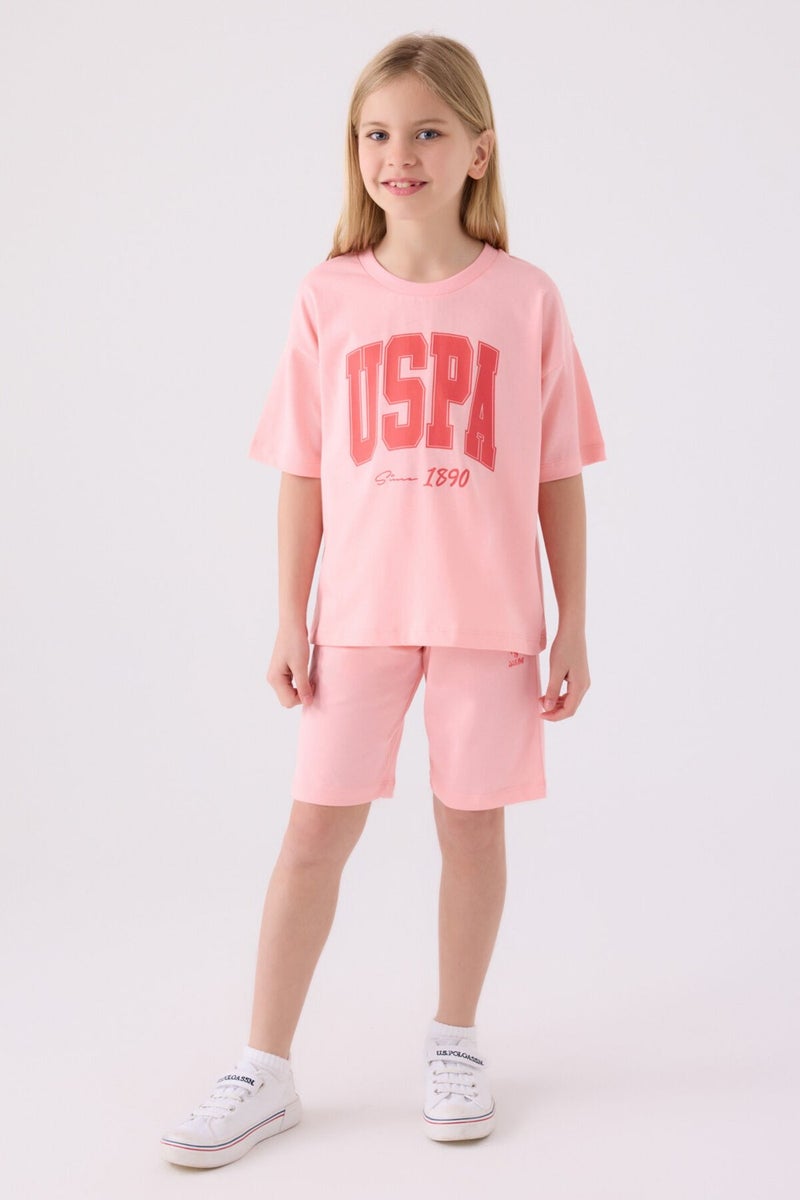 U.S. Polo Assn. Girls Coral Bermuda Set  - Image 1