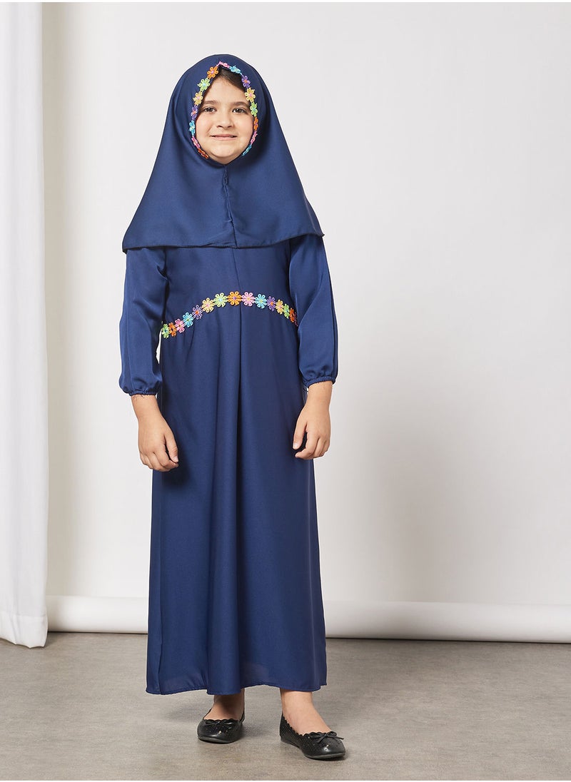 Hayat - Kids Butterfly Abaya With Contrasting Embellishment - Image 1