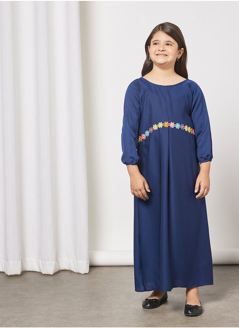 Hayat - Kids Butterfly Abaya With Contrasting Embellishment - Image 1