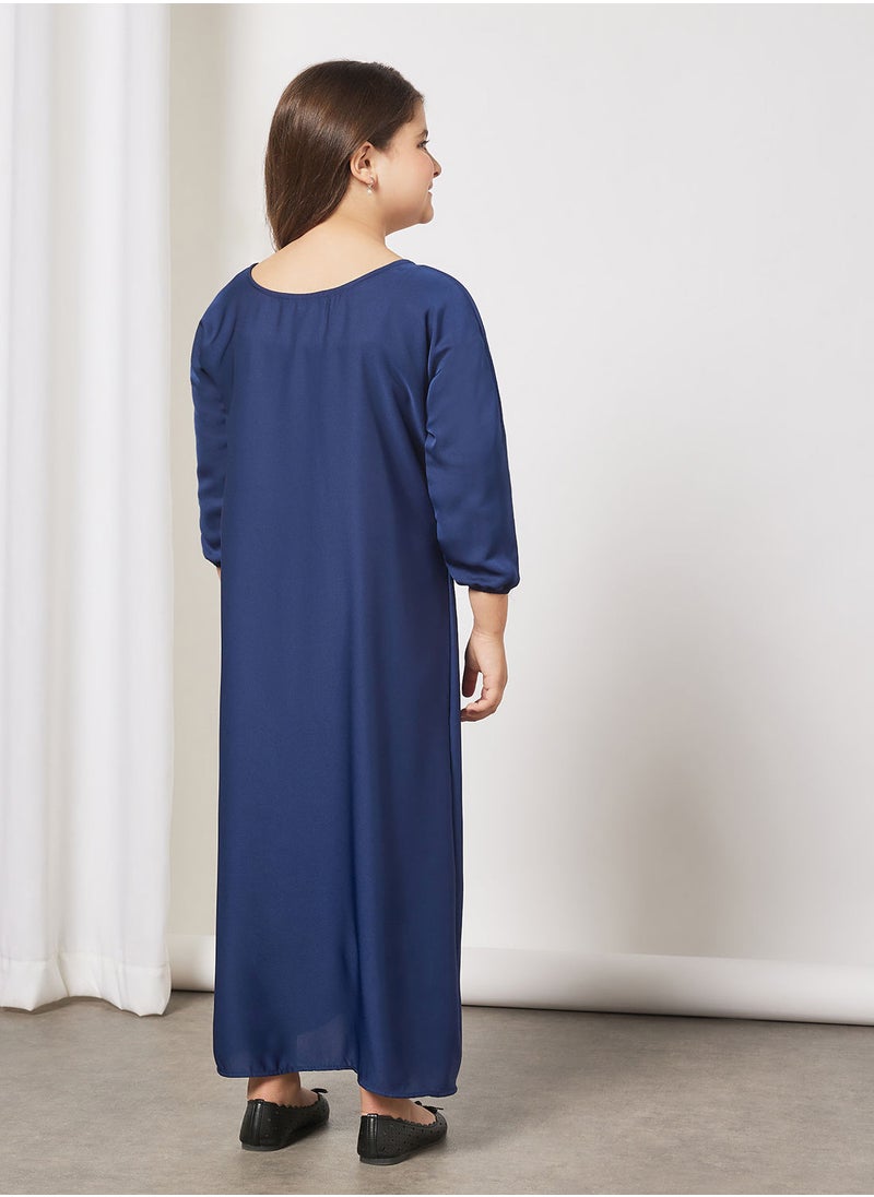 Hayat - Kids Butterfly Abaya With Contrasting Embellishment - Image 1