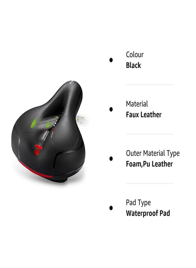 Linist مقعد دراجة Linist مزود بشريط أمان عاكس أحمر - مقعد دراجة عالمي من إسفنج الذاكرة - سرج دراجة مقاوم للماء، يسمح بمرور الهواء، ويمتص الصدمات، مناسب للدراجات الجبلية، ودراجات الطرق، ودراجات الأطفال - Image 3