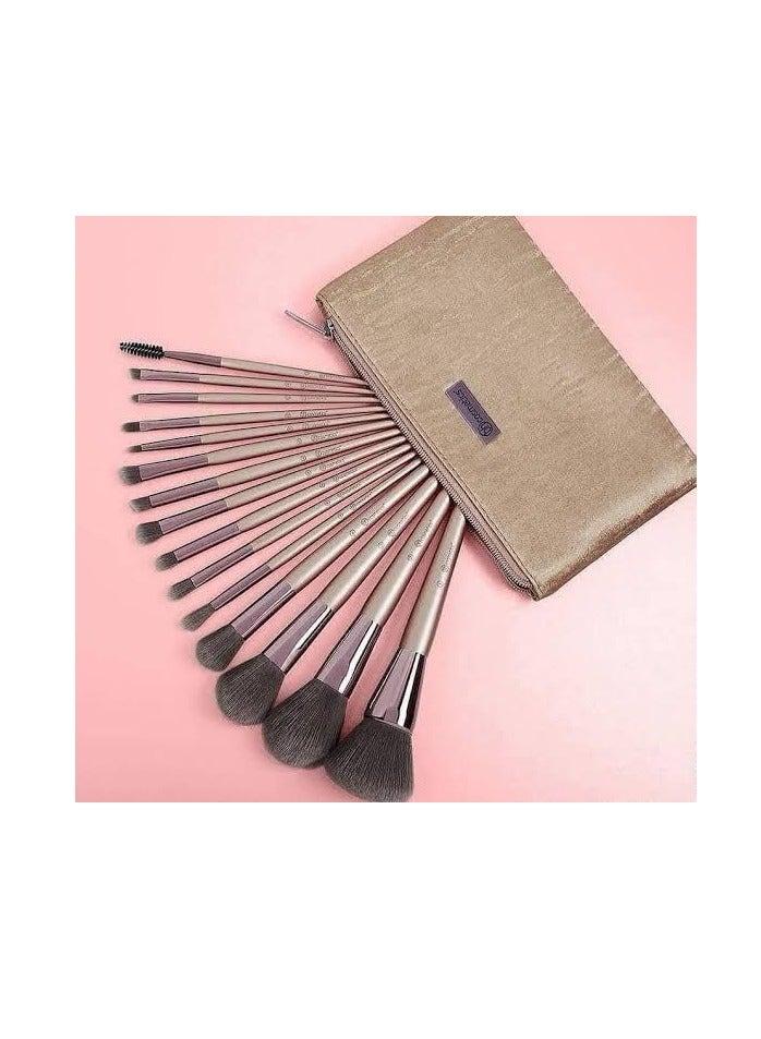 Lavish Elegance 15 Piece Brush Set With Cosmetic Bag - Image 1