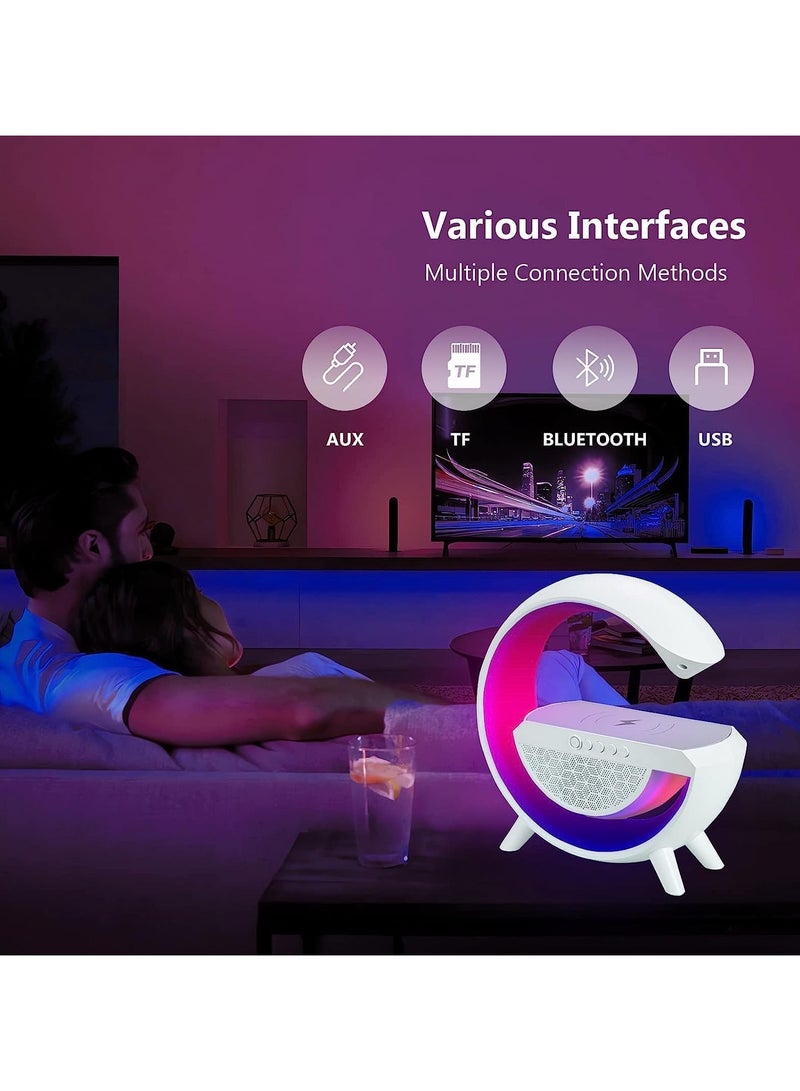 مصباح طاولة مع شاحن لاسلكي - إضاءة متغيرة الألوان بتقنية RGB قابلة للتعتيم - مكبر صوت بلوتوث يتزامن مع الموسيقى - ضوء ذكي وشاحن - مثالي لغرفة النوم - Image 5