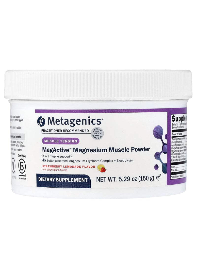 Metagenics MagActive™ Magnesium Muscle Powder, Strawberry Lemonade, 5.29 oz (150 g)