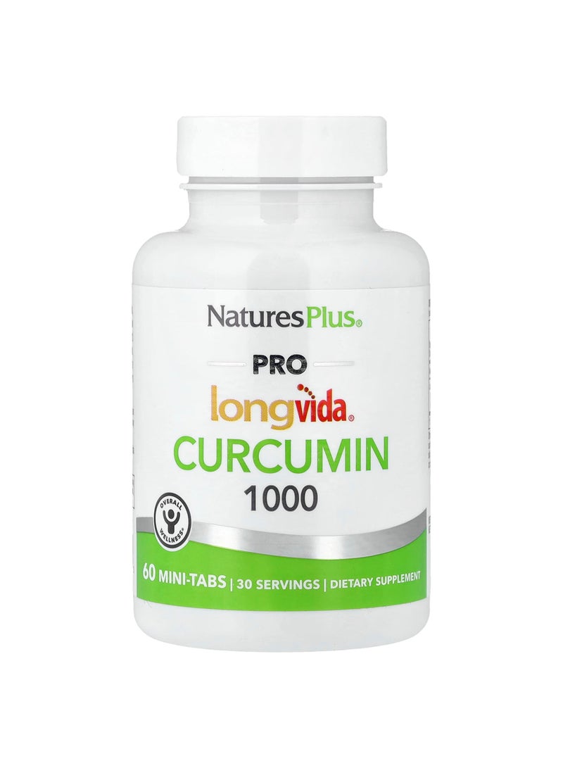 NaturesPlus Pro Longvida, Curcumin 1000, 60 Mini-Tabs (500 mg per Tablet)