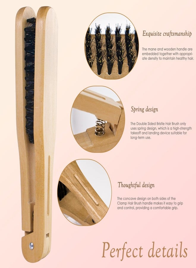 Chazcool Double Sided Bristle Hair Brush, Clamp Hair Brush Use for Smoothing and Straight Hair Styles, Wooden Hair Straightening Brush - Image 4