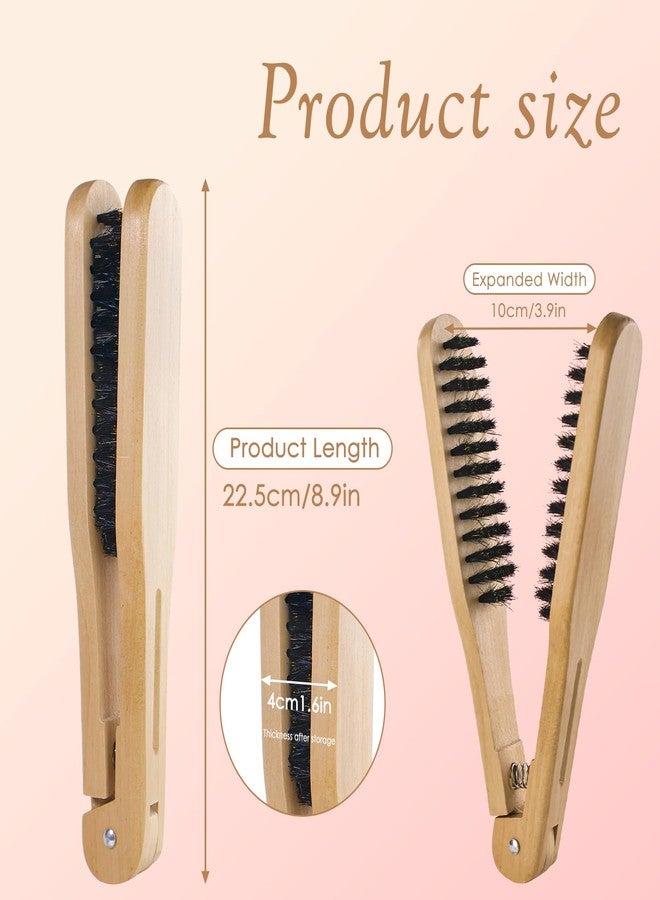 Chazcool Double Sided Bristle Hair Brush, Clamp Hair Brush Use for Smoothing and Straight Hair Styles, Wooden Hair Straightening Brush - Image 2