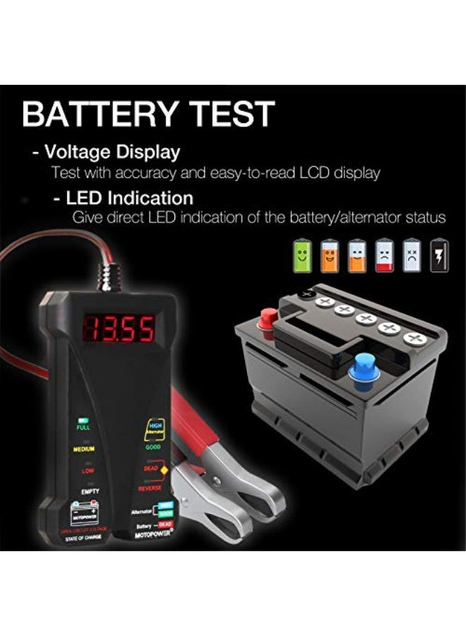 Motopower 12v Digital Battery Tester with LCD Display and LED Indication - Image 3