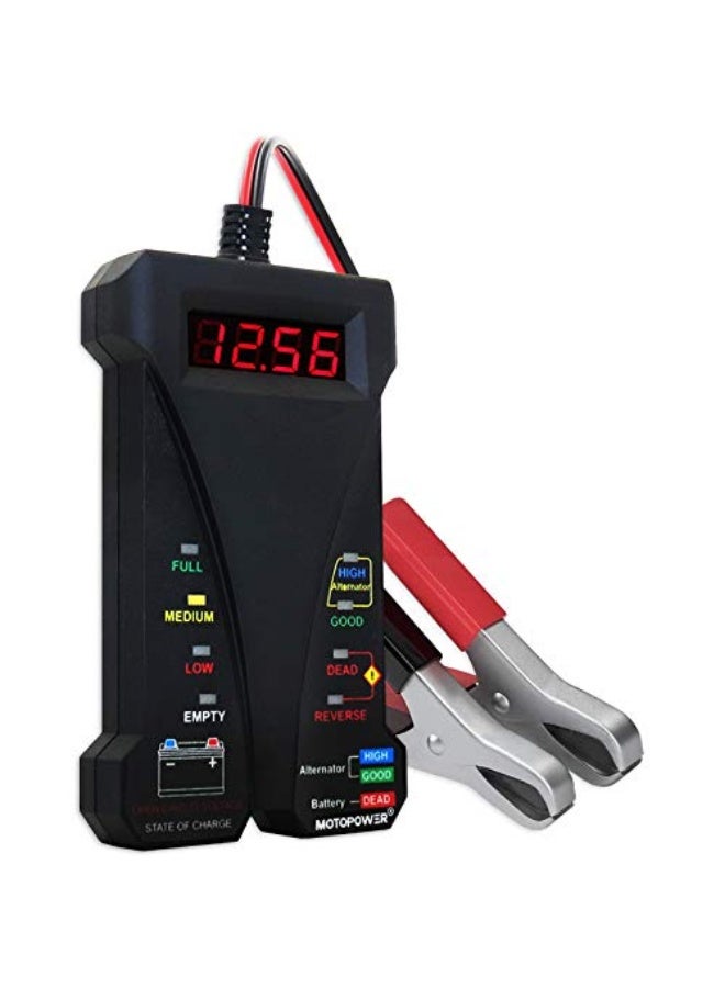 Motopower 12v Digital Battery Tester with LCD Display and LED Indication - Image 1