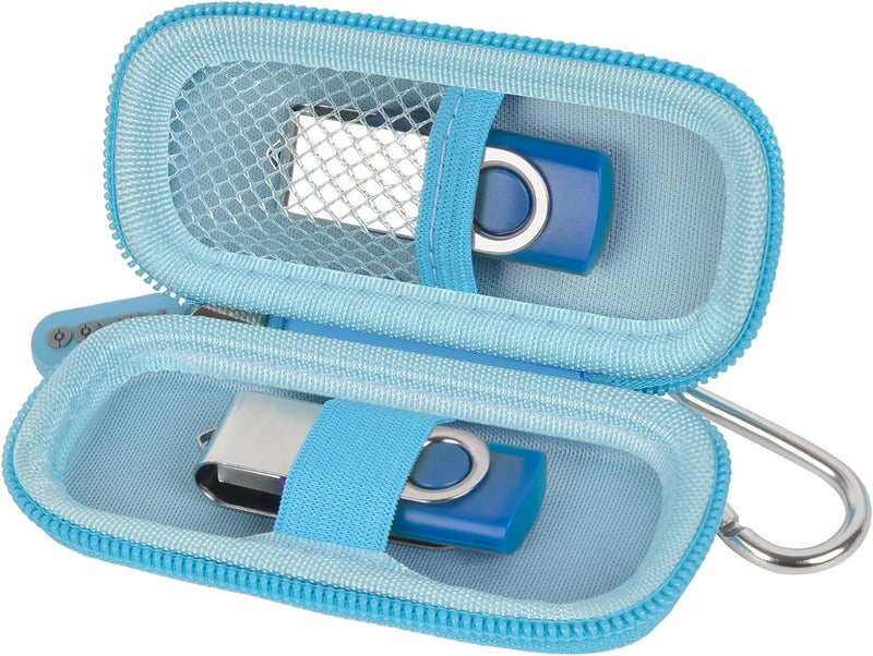 ALKOO USB Flash Drive Case, SD Card Holder Compatible with Thumb Drive, Memory Cards, SDXC SDHC Storage Bag, Electronic Accessories Organizer for SanDisk for Samsung for Inland (Light Blue) - Image 1