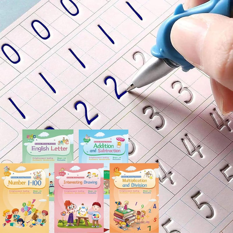 BIGTREE Magical Handwriting Workbooks Handwriting Practice Copybook Aid Magic Pen Reusable Copybook Grooves Template Design for Children Books Suitable for Children's Learning (5) - Image 2