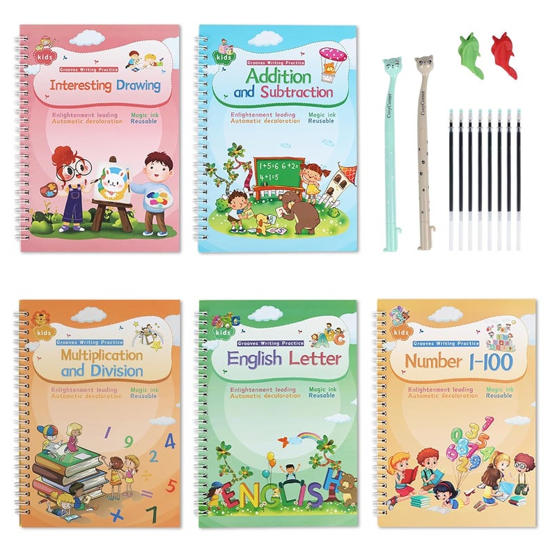 BIGTREE Magical Handwriting Workbooks Handwriting Practice Copybook Aid Magic Pen Reusable Copybook Grooves Template Design for Children Books Suitable for Children's Learning (5) - Image 3