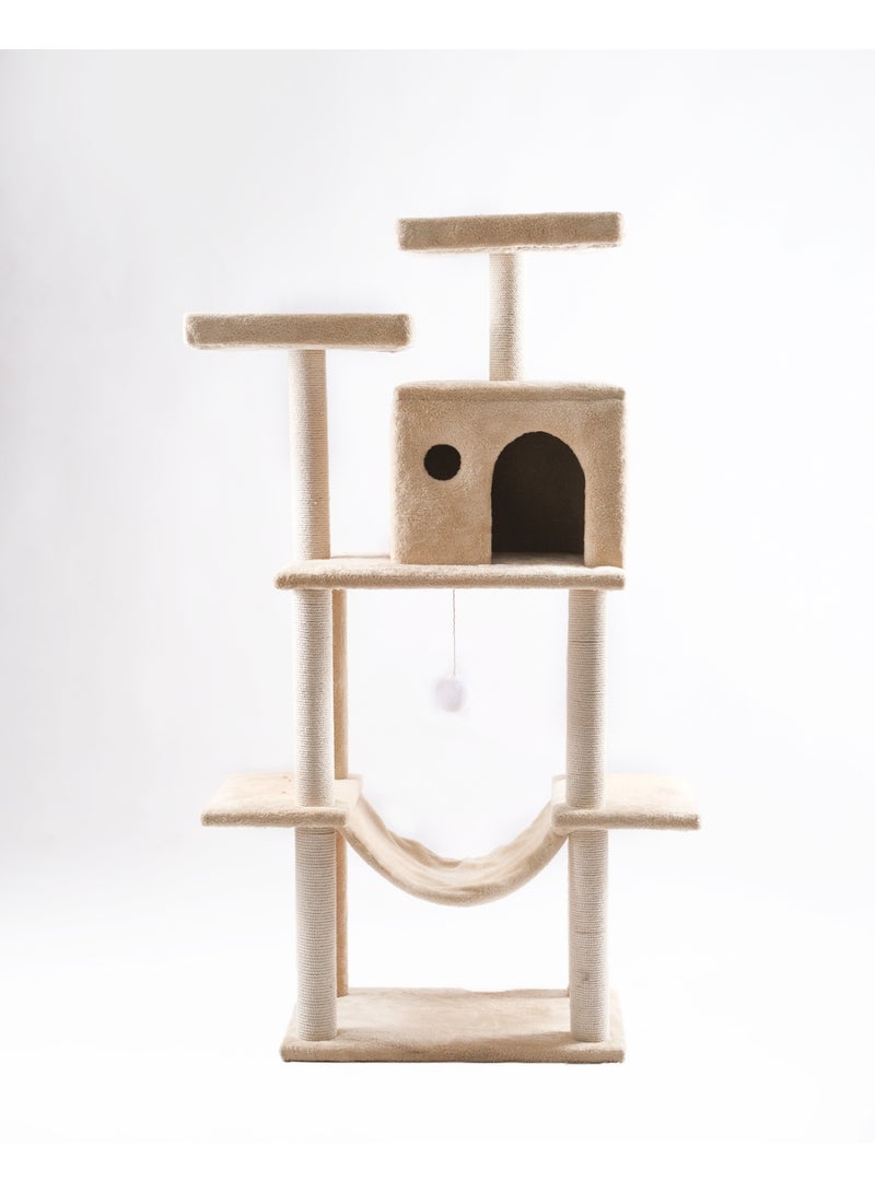 برج لعب وخدش للقطط متعدد المستويات مع بيوت وأراجيح ارتفاع 155 سم - Image 4