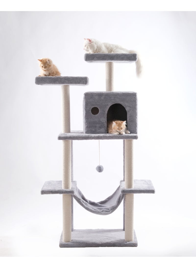 برج لعب وخدش للقطط متعدد المستويات مع بيوت وأراجيح ارتفاع 155 سم - Image 3