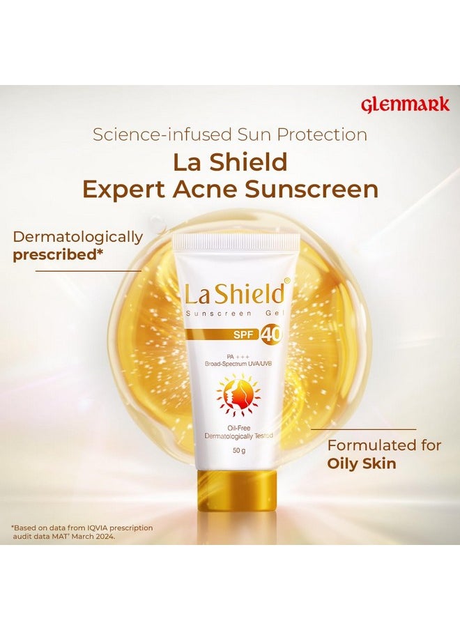 La Shield - Spf 40 Pa+++ Mineral Sunscreen Gel | Superior Matte Finish | Oil-Free | Lightweight | No White Cast | For Acne Prone, Oily Or Sensitive Skin |Dermatologist Prescribed | 50G - Image 1