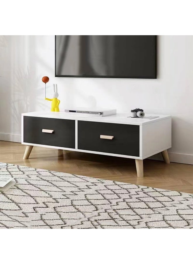 طاولة تلفزيون بسيطة، خزانة تلفزيون متعددة الوظائف، حامل تلفزيون صغير، طاولة تلفزيون 100 سم مع أدراج وأرجل للغرفة المعيشة، غرفة النوم، المساحات الصغيرة، CJ100، أسود - Image 1