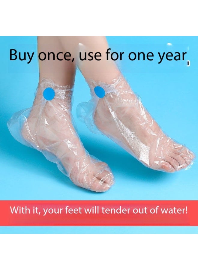 SKT Shiketro 200 Transparent Disposable Plastic Foot Covers With Stickers, Suitable For Foot Baths, Protecting Feet, And For Heat Therapy, Ldeal For Foot Care, Foot Massages, Spas, Shoe Fittings, Etc - Image 2