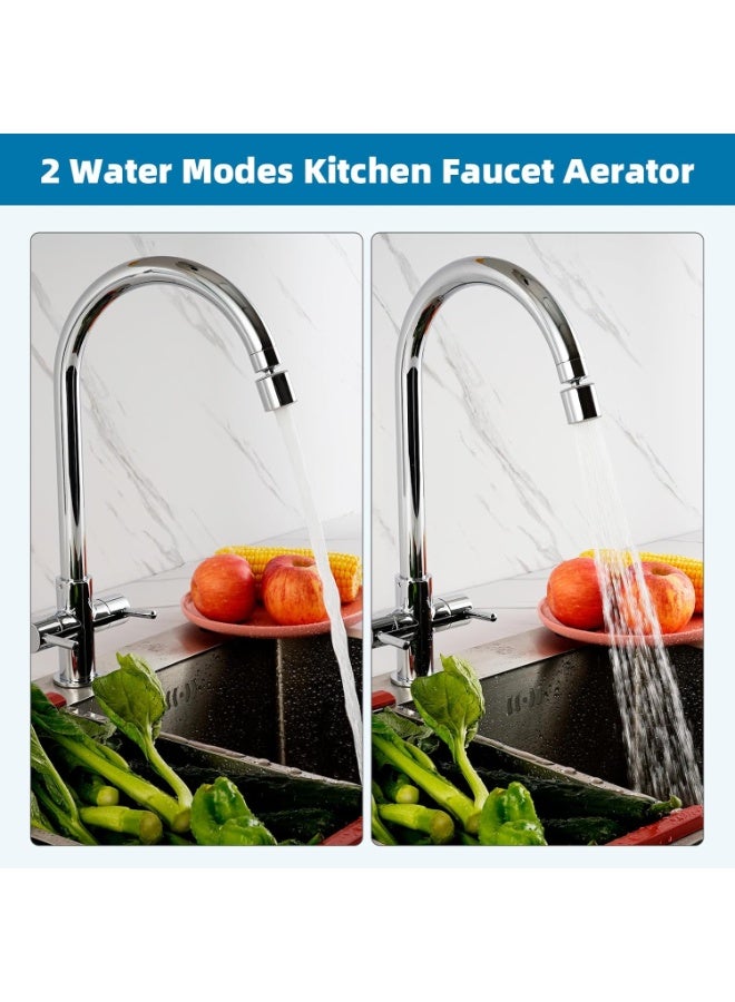 Faucet Aerator, 360° Swivel Kitchen Sink Aerator, Dual-Function 2-Flow Sprayer Faucet Head, Big Angle Sink Sprayer Attachement, Faucet Replacement Part 55/64 Inch Female Thread - Chrome - Image 5
