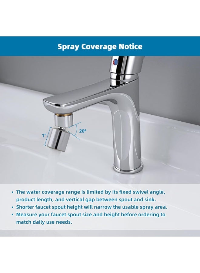 Faucet Aerator, 360° Swivel Kitchen Sink Aerator, Dual-Function 2-Flow Sprayer Faucet Head, Big Angle Sink Sprayer Attachement, Faucet Replacement Part 55/64 Inch Female Thread - Chrome - Image 3