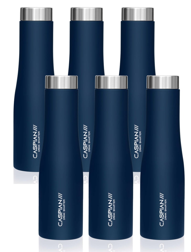 CASPIAN /// Aqua Stainless Steel Water Bottle (Blue, 1 Litre, Set of 6)| Leak Proof Thunder for Fridge Home Office Travel School Kids Boys Girls Adults Sports Gym Yoga - Image 1