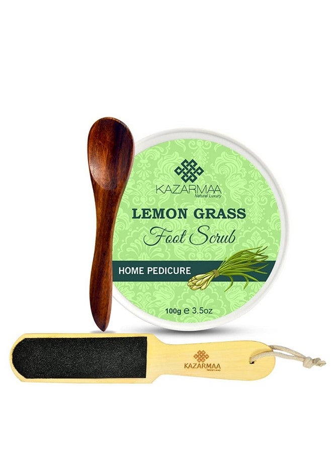 KAZARMAA Lemon Grass Foot Scrub For Home Pedicure For Removal Of Dead Skin And Moisturised Feet -100G And Foot Scrubber Tool - Image 1