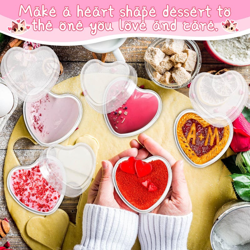 Ffniu Heart Shaped Aluminum Pans  40 Packs Aluminum Heart Cake Pans With Lids For Baking  3.4 Ounces/ 100 Ml Cupcake Cup Pan Baking Pans For Valentine'S Day Wedding Parties - Image 4
