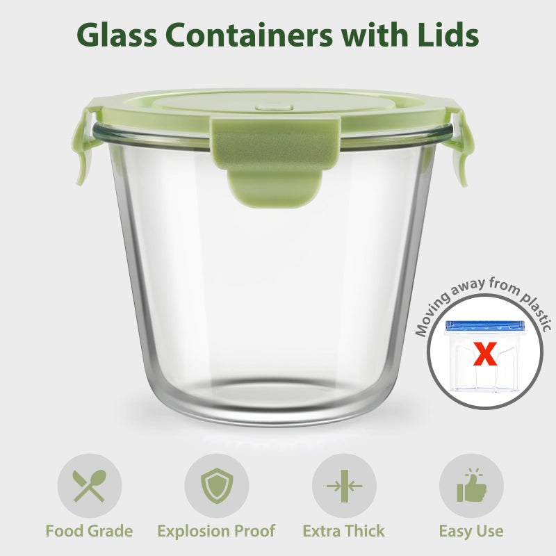 Freshmage 23oz Glass Meal Prep Containers with Lids, Airtight 3-Cup Glass Storage Containers Set, Heat-Resistant BPA-Free for Soup, Leftover, Microwave, Dishwasher, and Freezer Safe (6 Packs) - Image 2