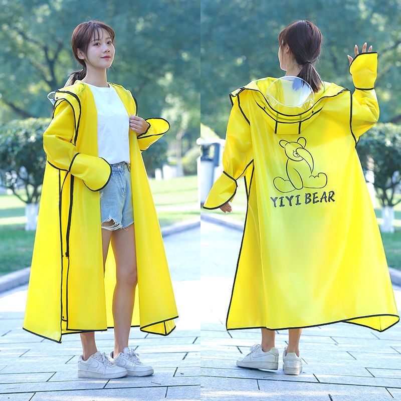 Generic New Battery Car Single Riding Mens and Womens One-piece Raincoat Widened and Lengthened Full-body Anti-rainstorm Poncho 5208 yellow * double Brim + riding hiking + gloves 