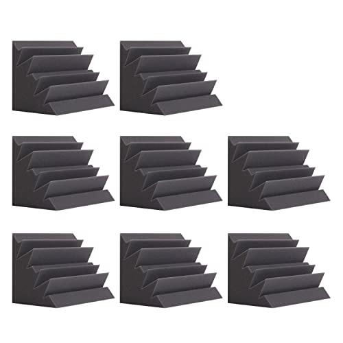 SD SODOCT 8 Pack - Bass Traps Acoustic Foam Corner, 8''x8''x12'' Black Bass Traps Corner Studio Foam, High Density and Fire-Proof Bass Traps Acoustic Panels Recording Studio Acoustical Treatments - Image 1