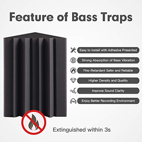 SD SODOCT 8 Pack - Bass Traps Acoustic Foam Corner, 8''x8''x12'' Black Bass Traps Corner Studio Foam, High Density and Fire-Proof Bass Traps Acoustic Panels Recording Studio Acoustical Treatments - Image 3