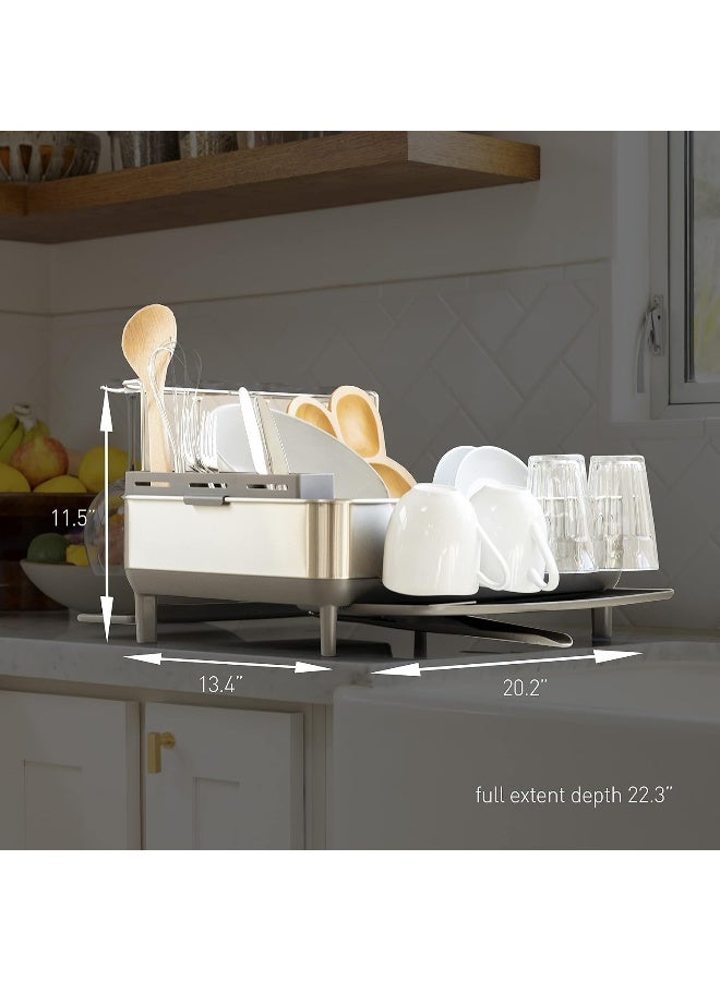 simplehuman Kitchen Dish Drying Rack with Swivel Spout, FingerprintProof Stainless Steel Frame, Grey Plastic - Image 4